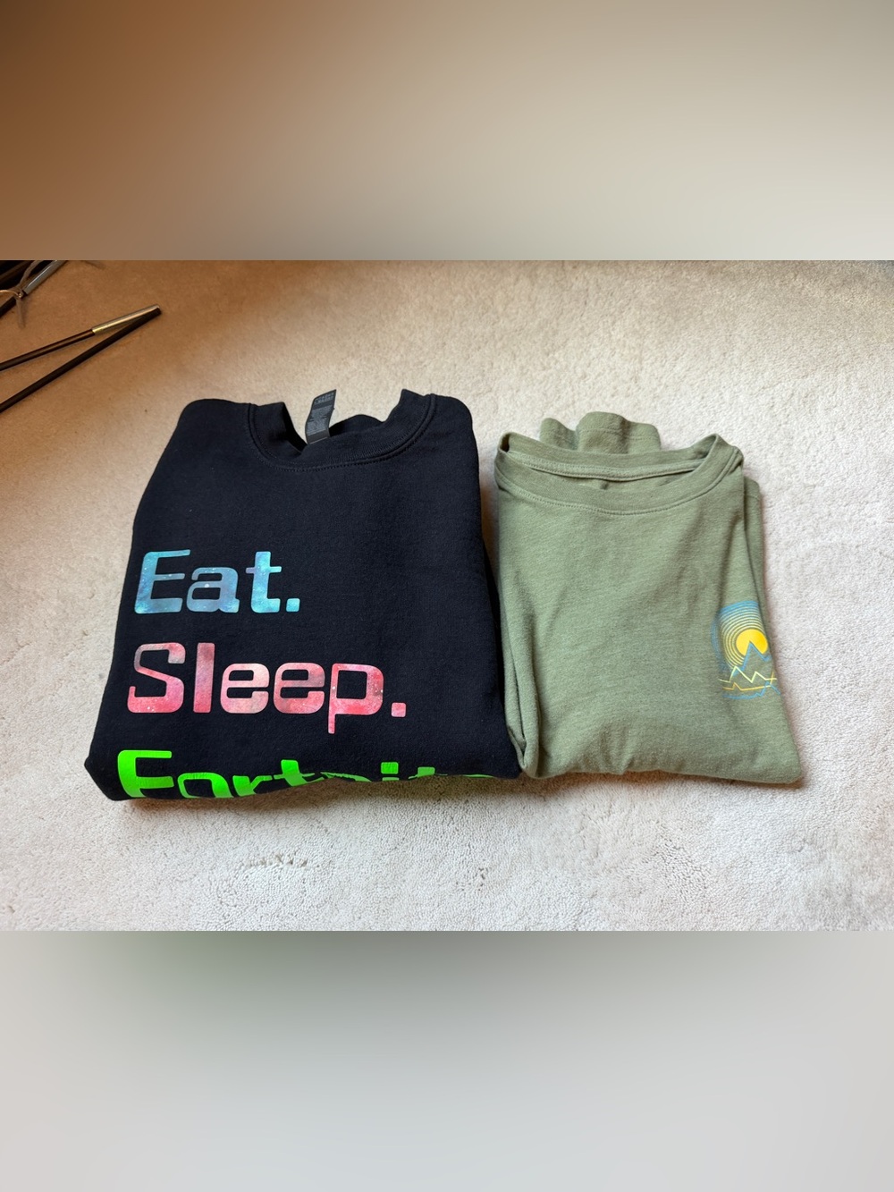 Cotton On Olive Green Crewneck with Coral Print